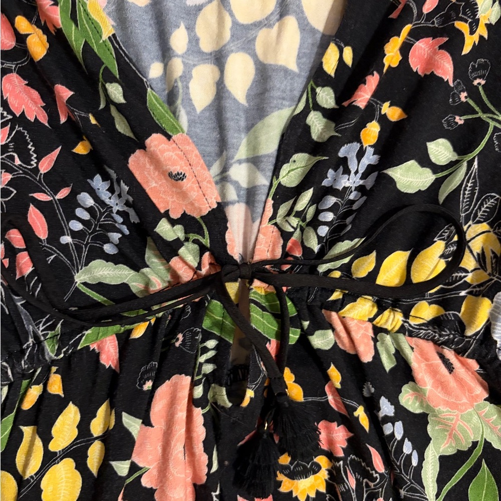Hale Bob Vibrant Floral Long Sleeve Dress - Black, Yellow, Blue, Pink - Picture 3 of 3